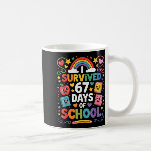 67th Day Rainbow Teacher I Survived 67 Days Of Sch Coffee Mug