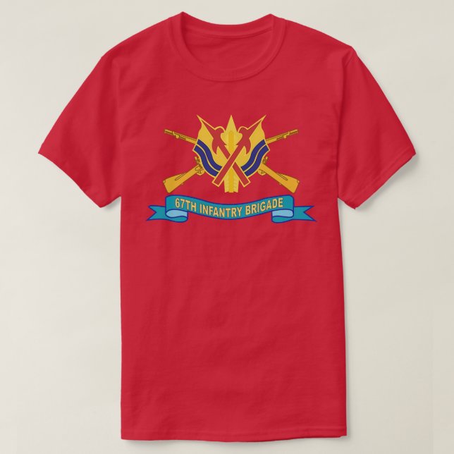 67th Infantry Brigade w Br DUI Ribbon X T-Shirt (Design Front)