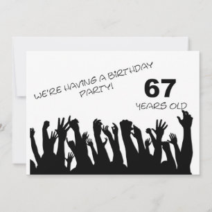 67th party invitation with cheering crowds