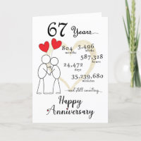 67th Wedding Anniversary Card with heart balloons