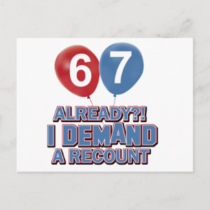 67th year old birthday designs postcard