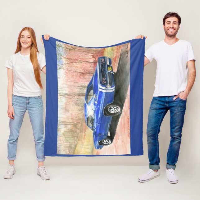 68 Dodge Charger Rear View Fleece Blanket (In Situ)