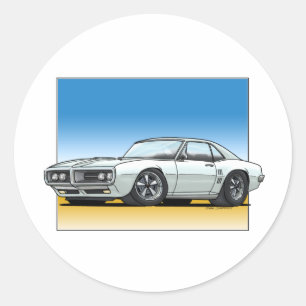 68_Firebird_WHITE Classic Round Sticker