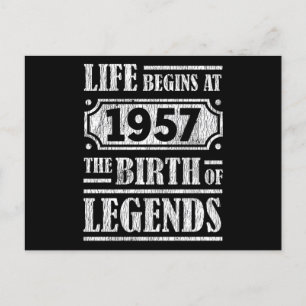 68 Year Old 1957 Birth Of Legend 68th Birthday Postcard