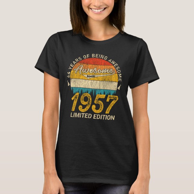 68 Year Old 1957 Retro Awesome 68th Birthday Gift T-Shirt (Front)