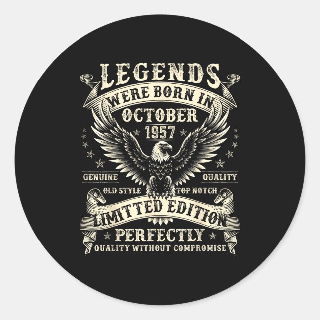 68 Year Old Bday For Men 68th Birthday October 195 Classic Round Sticker (Front)