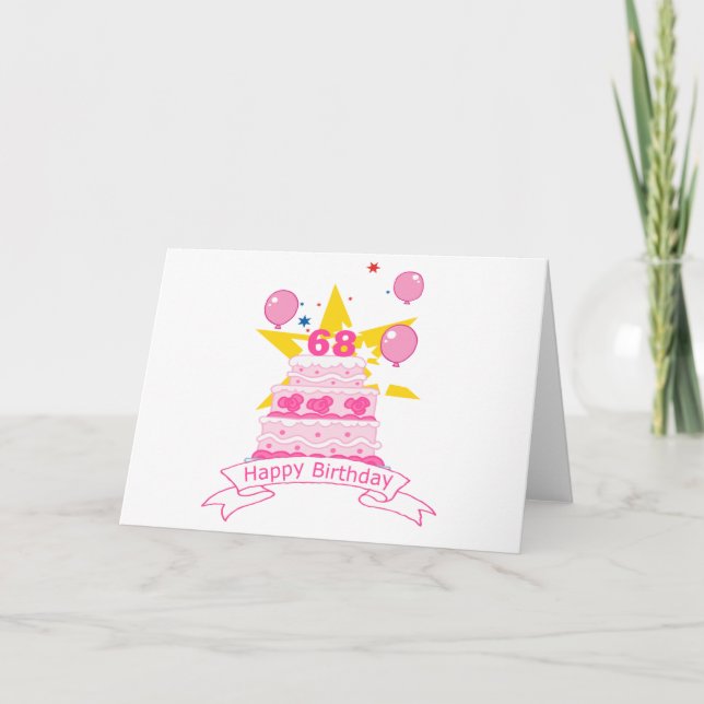 68 Year Old Birthday Cake Card (Front)