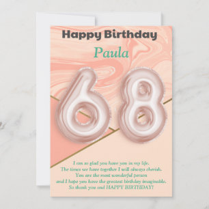 68 year old girls Happy Birthday card