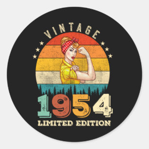68 Year Old Women Bday 1954 Vintage 68th Birthday Classic Round Sticker