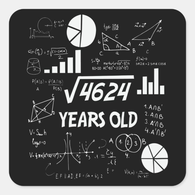 68 Years Old Bday Math Teacher 68th Birthday Gift Square Sticker (Front)