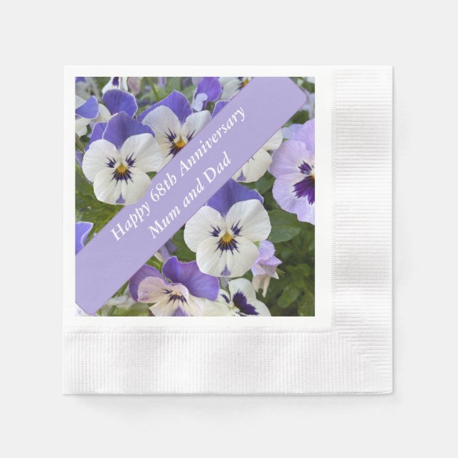 68th Anniversary Editable Napkin (Front)