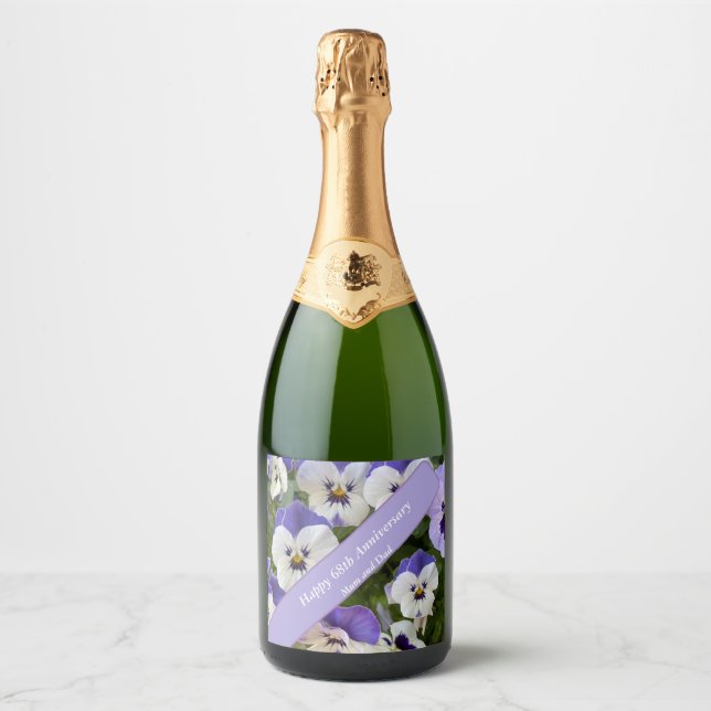 68th Anniversary Editable Sparkling Wine Label (Front)