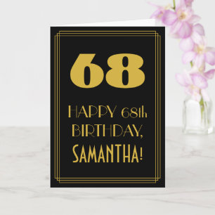 68th Birthday ~ Art Deco Inspired Look "68" & Name Card