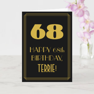 68th Birthday – Art Deco Inspired Look "68" & Name Card