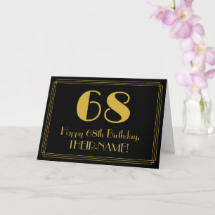 68th Birthday: Art Deco Inspired Look "68" + Name Card