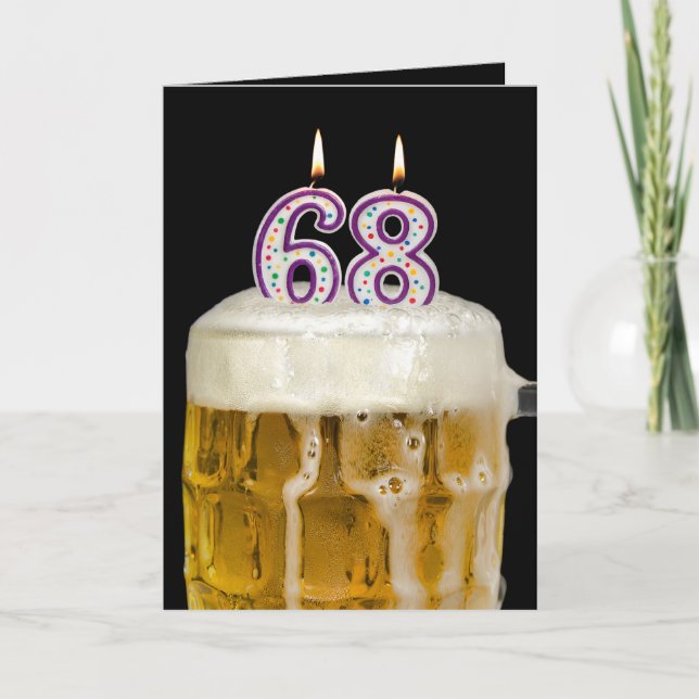 68th Birthday Beer on black Card (Front)