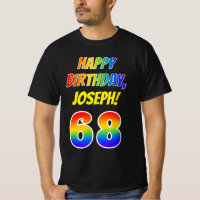 68th Birthday — Bold, Fun, Rainbow 68, Custom Name