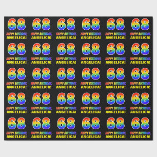 68th Birthday: Bold, Fun, Simple, Rainbow 68 Wrapping Paper