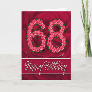68th birthday card with roses and leaves