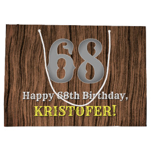 68th Birthday: Country Western Inspired Look, Name Large Gift Bag
