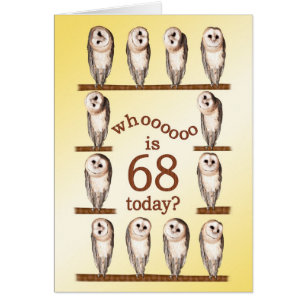 68th birthday, Curious owls card.