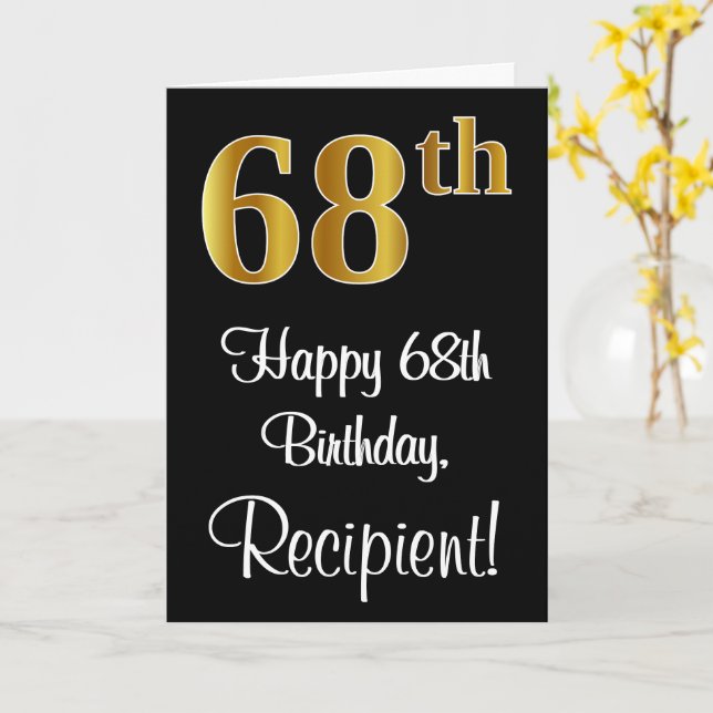 68th Birthday ~ Elegant Luxurious Faux Gold Look # Card (Yellow Flower)