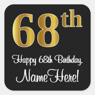 68th Birthday – Elegant Luxurious Faux Gold Look # Square Sticker