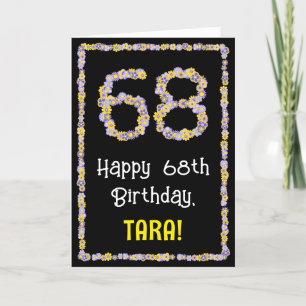 68th Birthday: Floral Flowers Number, Custom Name Card