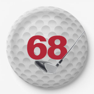 68th Birthday Golf Ball Design Paper Plate