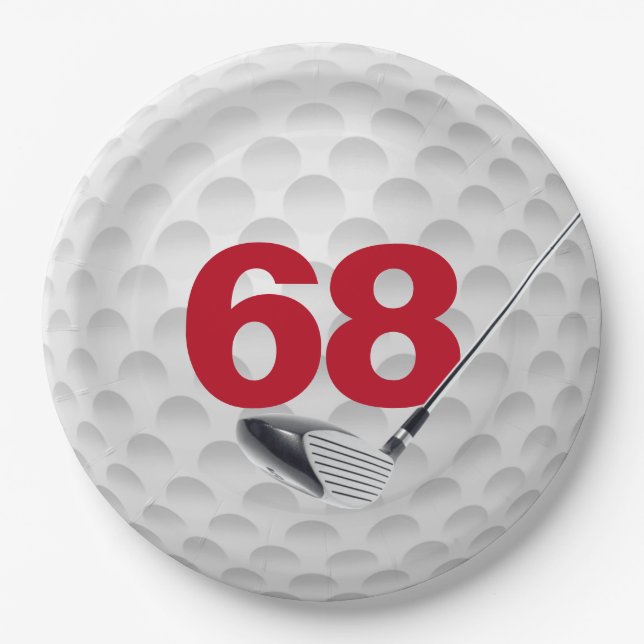 68th Birthday Golf Ball Design Paper Plate (Front)