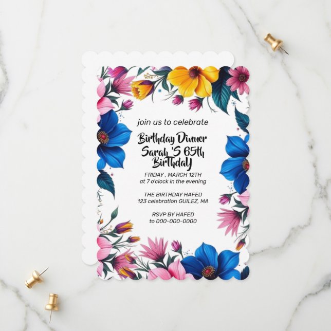 68th Birthday Invitation Template Editable  (Front/Back In Situ)