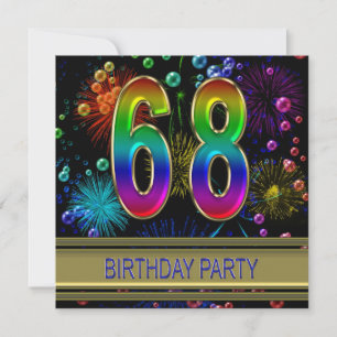 68th Birthday party Invitation with bubbles