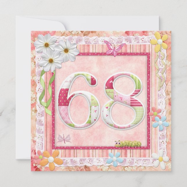 68th birthday party scrapbooking style invitation (Front)