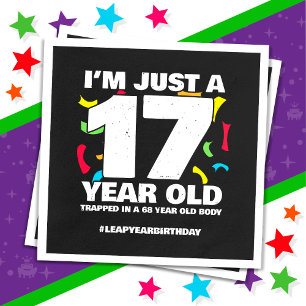 68th Birthday Party Trapped Leap Year Day Feb 29th Napkin