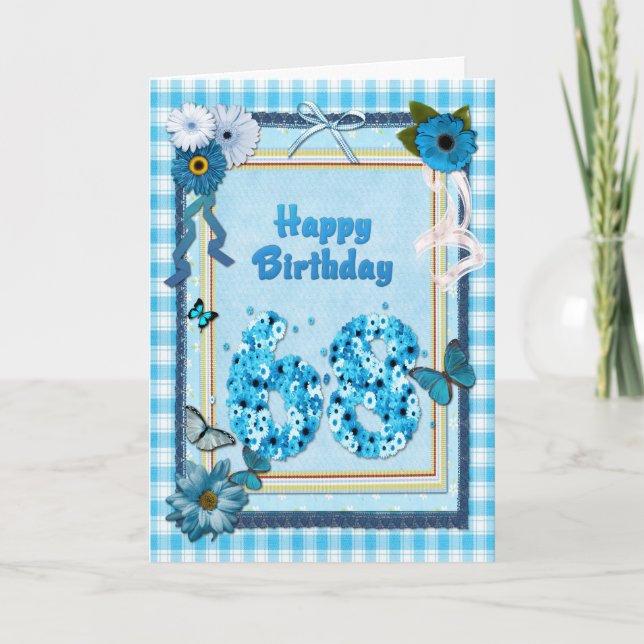 68th  Birthday with a scrapbook effect Card (Front)