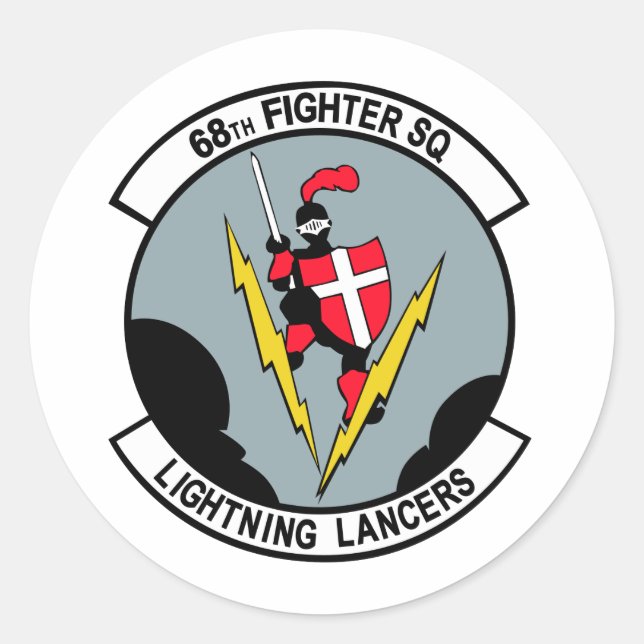 68th Fighter Squadron Lighting Lancers Classic Round Sticker (Front)