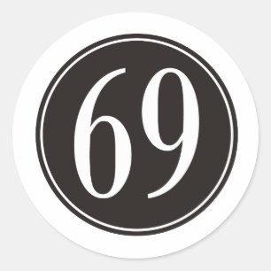 #69 Black Circle Classic Round Sticker