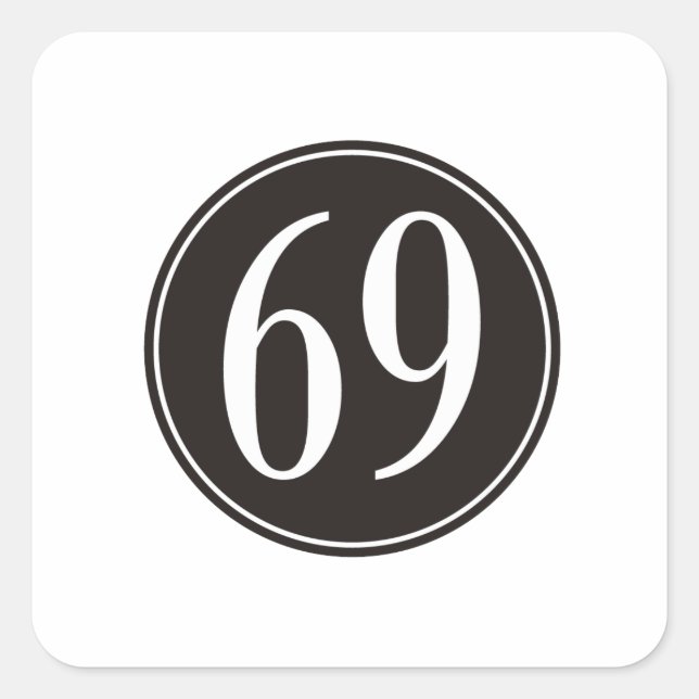 #69 Black Circle Square Sticker (Front)