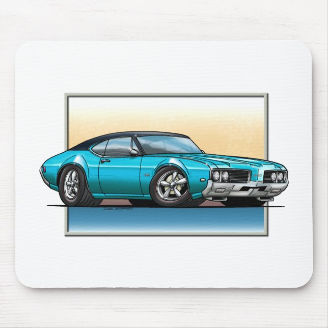 69 Cutlass Teal Blue Mouse Mat (Front)