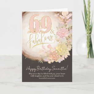 69 & Fabulous Floral Photo Personalized Birthday Card