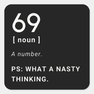69 funny definition square sticker