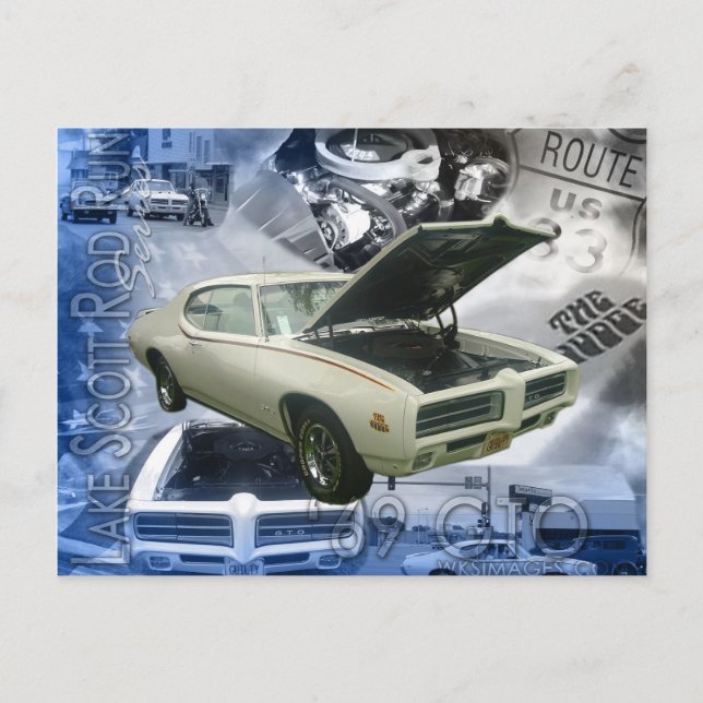 69 GTO-Lake Scott Rod Run Postcard (Front)