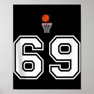 69 Number Basketball Style Vintage White Tank Top Poster