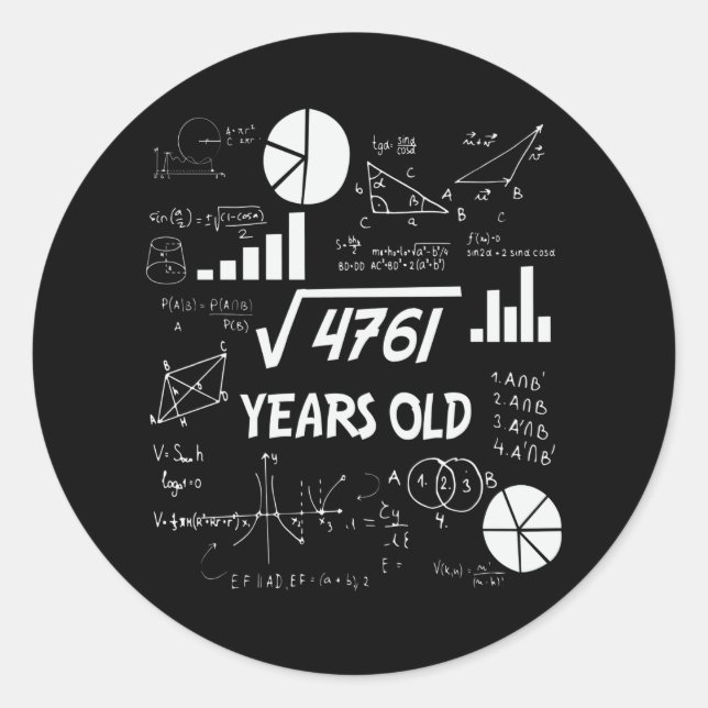 69 Year Old Bday Math Teacher 69th Birthday Gift Classic Round Sticker (Front)