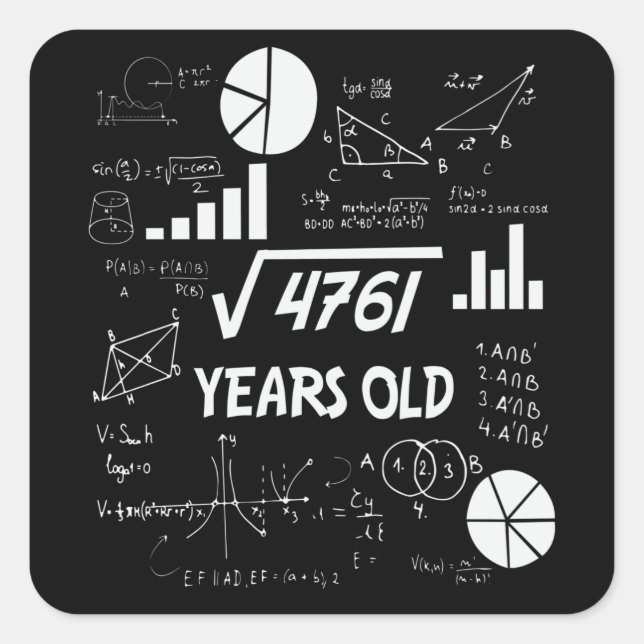 69 Year Old Bday Math Teacher 69th Birthday Gift Square Sticker (Front)