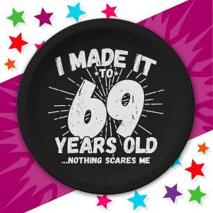 69 Year Old Sarcastic Meme Funny 69th Birthday Paper Plate