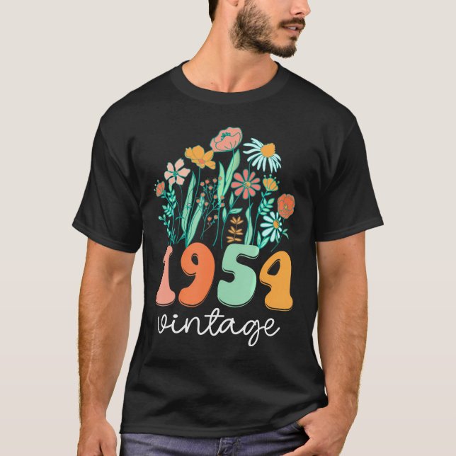 69 Years Old 1954 69Th Women Birthday Wildflower T-Shirt (Front)