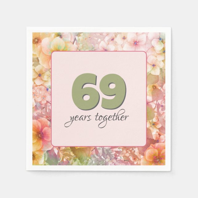 69th Anniversary Cosmos Floral Garden  Napkin (Front)