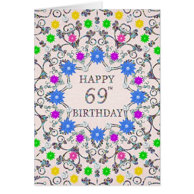 69th Birthday Abstract Flowers  (Front)
