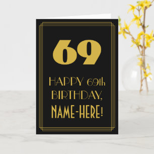69th Birthday – Art Deco Inspired Look "69" & Name Card
